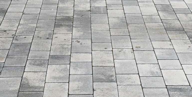 block paving with drip stain