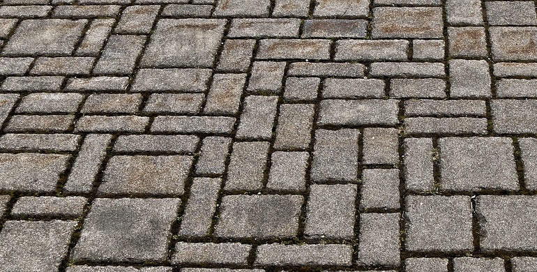 block paving with small oil stain